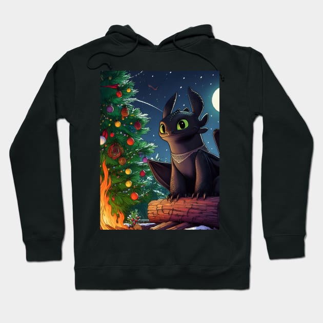 Christmas Dragon Wonderland: Festive Art Prints Featuring Whimsical Dragon Designs for a Joyful Holiday Celebration! Hoodie by insaneLEDP